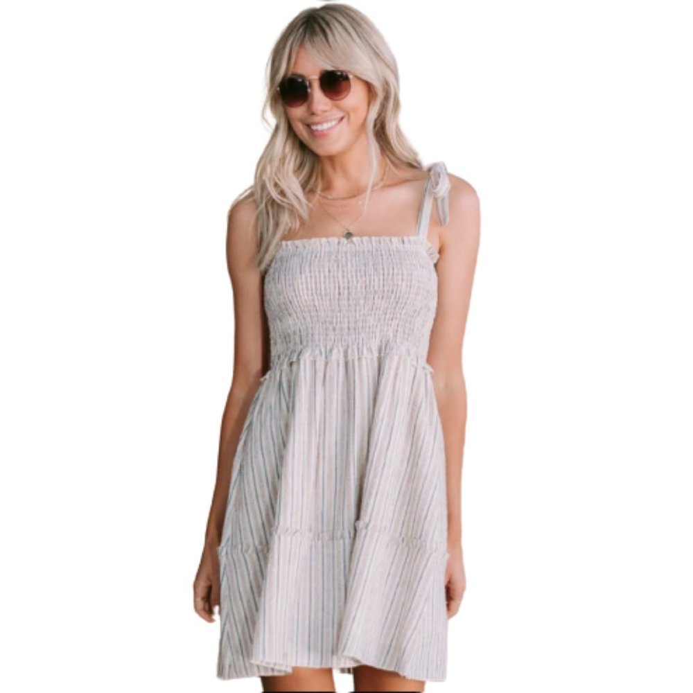 NEW Amaryllis Selena Smocked Tie-Strap Dress
